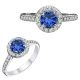 Sapphire Birth GemStone Fancy Halo 14K Gold Bridal Ring