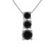 Black AAA Three Stone Journey Necklace + Chain 14K Gold