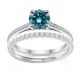 Blue Diamond Anniversary Bridal Solitaire Ring Band 14K Gold