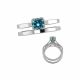 Blue Round Diamond Solitaire Beautiful Bridal Ring Band 14K Gold