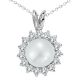 Cultured Freshwater Halo Flower Pearl Pendant 18 Inch Chain 14K Gold