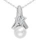 Fancy Solitaire Cultured Pearl Drop Pendant Nacklace 18 Inch Chain 14K Gold