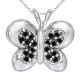 Black Diamond Fancy Buterfly Pendant Necklace 18