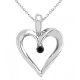 Black Diamond Designer Valentine Heart Pendant + Chain 14K Gold