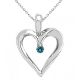Blue Diamond Designer Valentine Heart Pendant + Chain 14K Gold