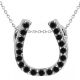 Black Diamond Fancy Horseshoe Pendant Necklace + Chain 14K Gold