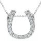 White Diamond Fancy Horseshoe Pendant Necklace 18