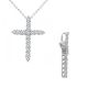 White Diamond Charm Cross Religion Pendant Necklace + Chain 14K Gold