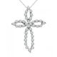 White Diamond Fancy Charm Cross Pendant Necklace 18