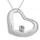 White Diamond Fancy Heart Valentine Pendant Necklace + Chain 14K Gold