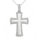 White Diamond Beautiful Charm Cross Pendant Necklace + Chain 14K Gold