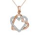 White Diamond Heart Valentine Pendant Necklace + Chain 14K Gold