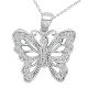 White Diamond Designer Butterfly Pendant Necklace 18
