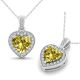 Citrine Halo Heart Valentine Gemstone Pendant Necklace  18