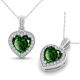 Emerald Halo Heart Valentine Gemstone Pendant Necklace  18