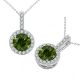 Green Real Diamond Fancy Halo Pendant Necklace Chain 14K Gold