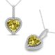 Citrine Halo Heart Love Gem Birth Stone Pendant Necklace 14K Gold 18