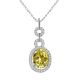 Citrine Halo Oval Gem Birth Stone Pendant Necklace 14K Gold 18