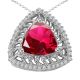Ruby Halo Trillion Gem Stone Pendant Necklace 18