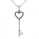 Black Diamond Valentine Heart Key Pendant + Chain 14K Gold