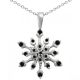 Black Diamond Fancy Flower Pendant Necklace 18