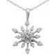 White Diamond Fancy Flower Pendant Necklace 18