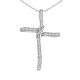 White Diamond Beautiful Charm Cross Pendant Necklace + Chain 14K Gold
