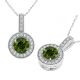 Green Real  Diamond Channel Halo Pendant Necklace Chain 14K Gold