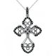 Black Diamond Victorian Style Cross Pendant 18