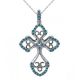 Blue Diamond Victorian Style Cross Pendant 18