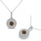 Champagne Real Diamond Double Halo Pendant With Chain 14K Gold