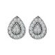 G-H Diamond Cluster Pear Shape Stud Hoop Pair Earrings 14K Gold