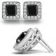 Black Princess Diamond Filigree Halo Stud Pair Earring 14K Gold