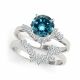 Blue Diamond Antique Classically Styled By Pass Ring Band 14K Gold