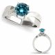 Blue Diamond Brilliant Solitaire Bridal Ring 14K Gold