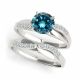 Blue Diamond Marriage Bridal Classically styled Ring Band 14K Gold