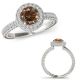 1.5 Carat Champagne Real Diamond Fancy Double Halo Design Wedding Ring Set 14K Gold