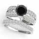 Black Real Diamond Antique Multi-Row Engagement Ring Band 14K Gold