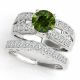 Green Real Diamond Antique Multi-Row Engagement Ring Band 14K Gold