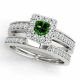 0.5 Carat Green Princess Square Diamond Double Halo Engagement Ring Band 14K Gold