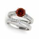 Red Diamond Fancy Three Stone Engagement Ring Band 14K Gold