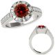 Red Diamond Solitaire Halo Engagement Ring Set 14K Gold