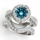 1.67 Carat Blue Diamond Classy Anniversary Halo Promise Ring Band 14K Gold
