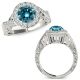 Blue Diamond Halo Designer Infinity Promise Ring Set 14K Gold
