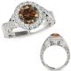 Champagne Diamond Halo Designer Infinity Promise Ring Set 14K Gold