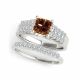 Champagne Diamond Princess Cut Simple Linear Wedding Ring Band 14K Gold