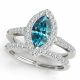 Blue Diamond  Fancy Marquise Engagement Ring Band 14K Gold
