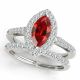 Red Diamond  Fancy Marquise Engagement Ring Band 14K Gold