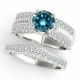 Blue Real Diamond Beautiful Antique Engagement Ring Band 14K Gold