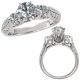 White Diamond Fancy 3 Stone Wedding Promise Bridal Ring 14K Gold